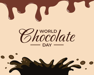 Vector hand drawn illustration. Lettering World chocolate day. Idea for poster, postcard, banner, card, background.