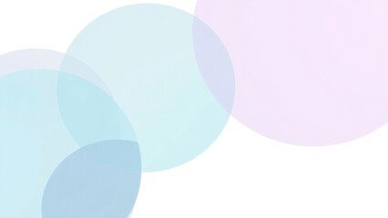 Obraz premium Abstract design featuring overlapping circles in soft pastel tones of lavender, mint green, and baby blue.