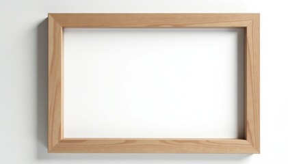 Natural wooden frame photo with empty blank canvas isolated on white background, canvas, home decor, wooden frame
