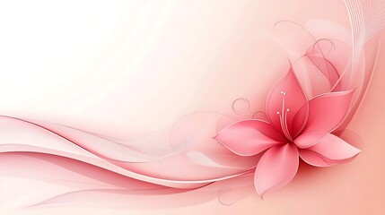 Delicate Pink Flower with Abstract Waves Background