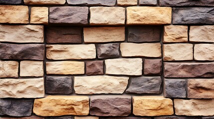 Obraz premium A textured stone wall with varied earth tones