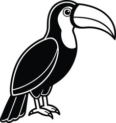 Clean Toucan silhouette vector illustration, Toucan line art vector, Toucan vector design