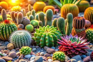 Fototapeta premium Striking cactus and succulent photography: minimalist desert landscapes, rocks, and plants.