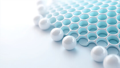 Dynamic abstract overlay. Abstract 3D mesh with reflective spheres on light background