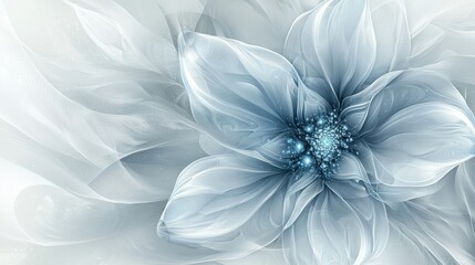Obraz premium Delicate Blue Fractal Flower Abstract Design