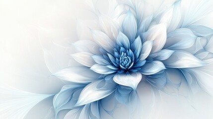 Obraz premium Delicate Blue And White Fractal Flower Design