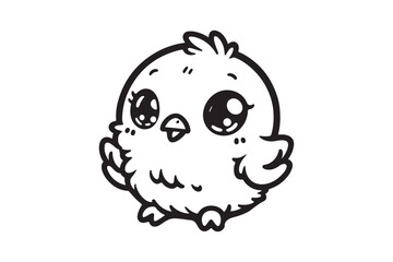 Cute baby chicken black outline vector 