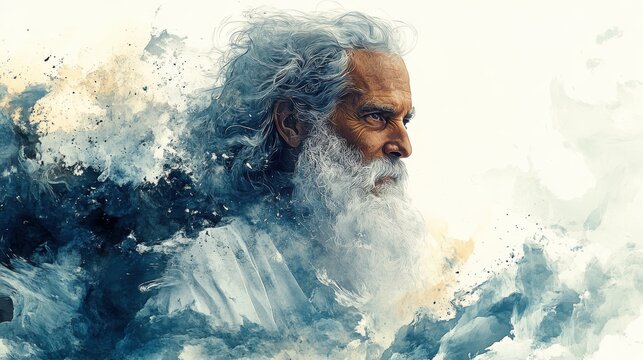 god calls abraham digital watercolor illustration