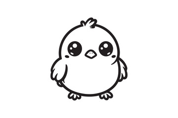 Cute baby chicken black outline vector 