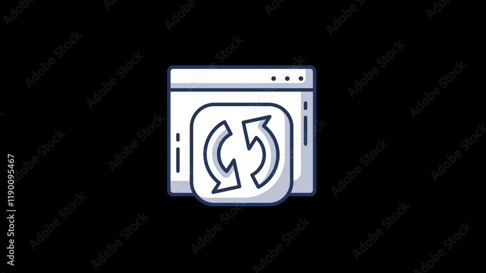 Poster a flat design vector illustration of a refresh icon in a browser window.