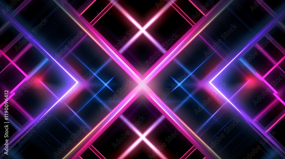 Poster abstract neon light grid pattern design