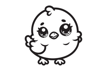 Cute baby chicken black outline vector 