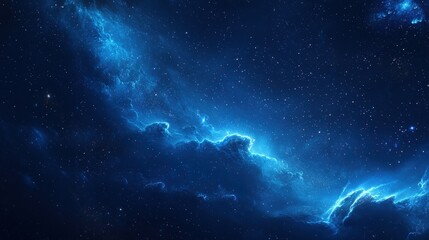 Fototapeta premium Celestial Nebula Glowing Blue Cosmic Dust Stars