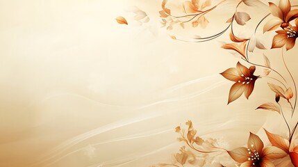 Elegant Brown Floral Design On Beige Background