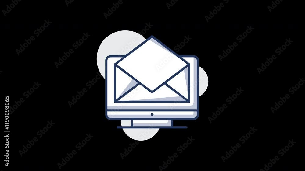 Poster a computer monitor displaying an envelope symbolizing digital communication.