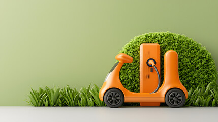 electric vehicle parked at budget friendly charging station surrounded by greenery, showcasing modern and eco friendly design