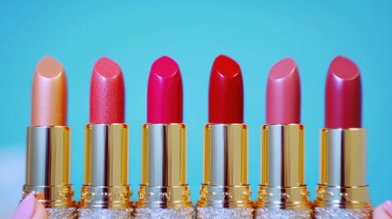 Vibrant Lipstick Collection Displayed on Colorful Background