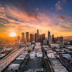 Sunset Glow on Los Angeles Skyline