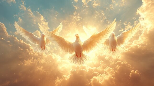 holy trinity symbols elegant abstract background with a dove cross and crown