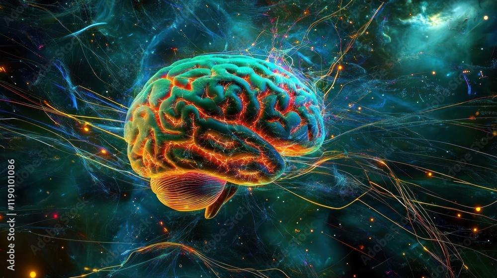 Aufkleber the universe within: a vibrant visualization of the human brain's complexity and interconnectivity