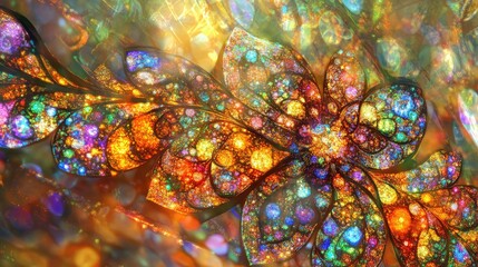 Fototapeta premium Abstract glowing patterns of Christmas lights reflecting on a glass surface, creating a magical festive scene