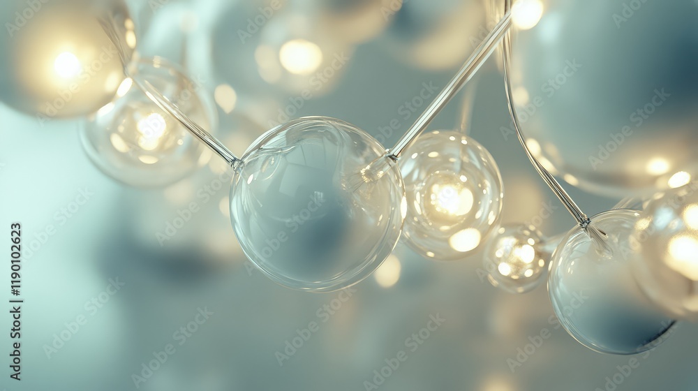 Poster abstract view of decorative string lights reflecting on a glossy surface, creating a magical and art