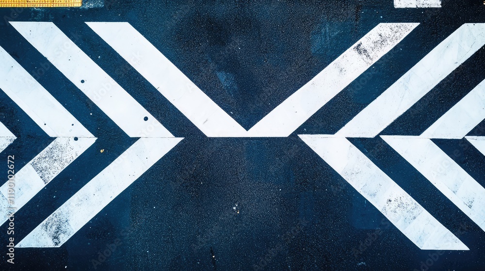 Poster aerial view of an empty crosswalk surrounded by dense urban development, featuring clean lines and a
