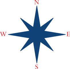 Compass icon, Vector compass icon, blue and red color