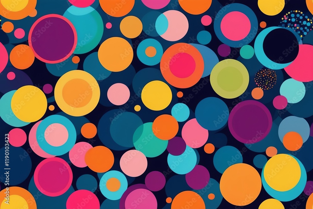 Poster abstract background with colorful circles and seamless pattern in a vibrant design