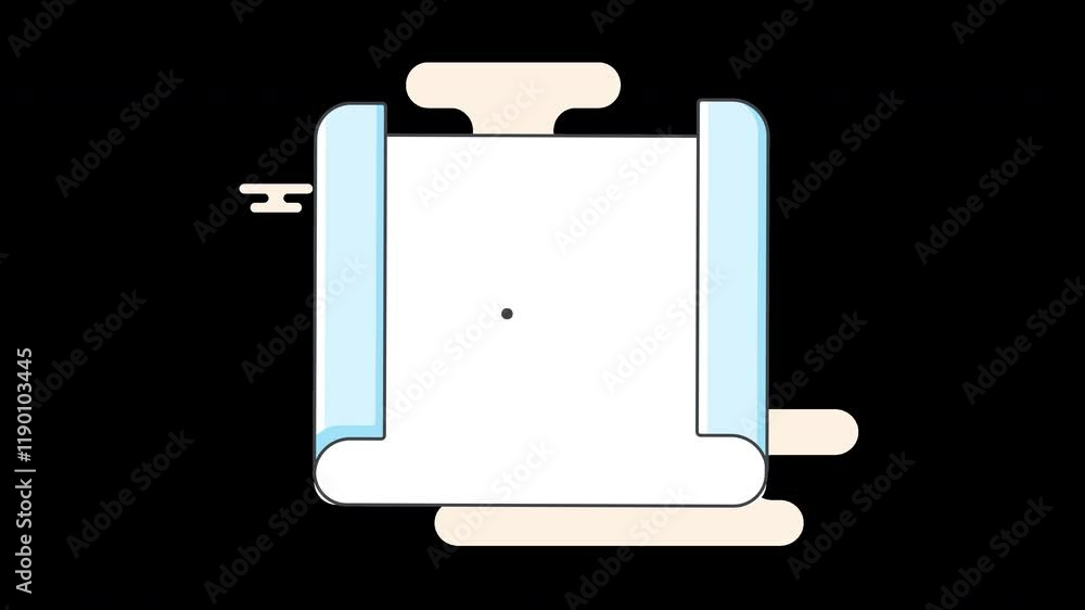 Poster a flat design representation of a simple object with blue accents and a black background.