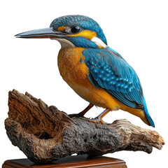 Fototapeta premium Vibrant Kingfisher on Rustic Wood
