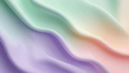 Fototapeta premium A high-resolution background featuring a beautiful pastel rainbow gradient that transitions between mint green, lavender, and peach, designed to create a modern aesthetic.