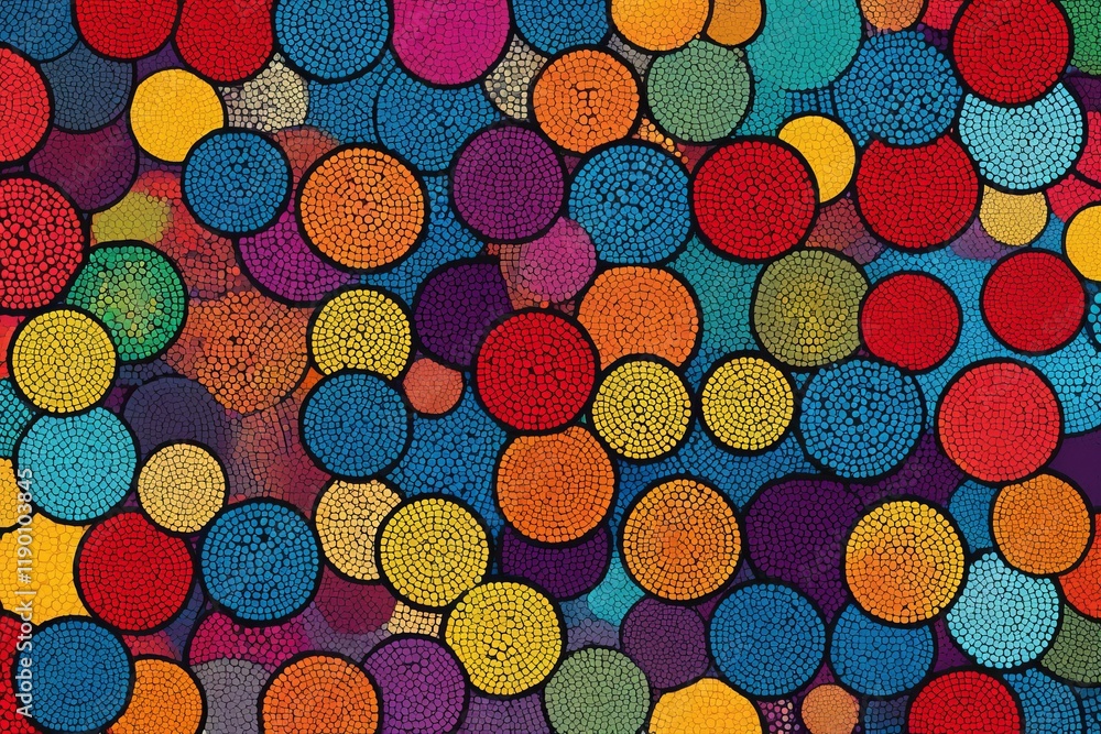 Poster abstract background with colorful circles and seamless pattern in a vibrant design
