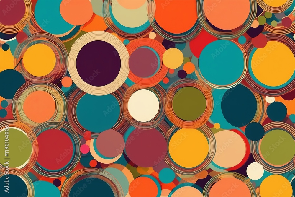 Poster abstract background with colorful circles and seamless pattern in a vibrant design