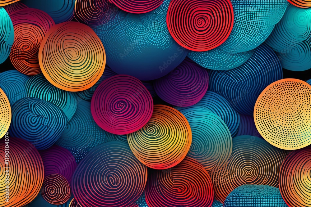 Poster abstract background with big colorful circles and seamless pattern