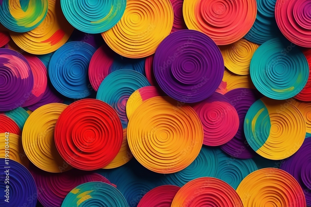 Poster abstract background with big colorful circles and seamless pattern