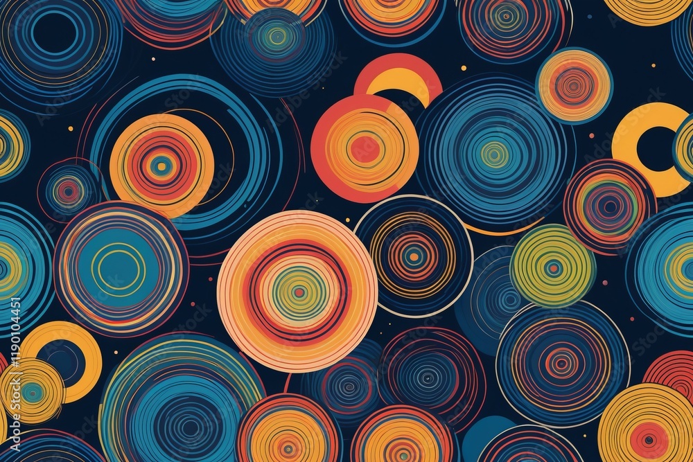 Aufkleber abstract background with big colorful circles and seamless pattern