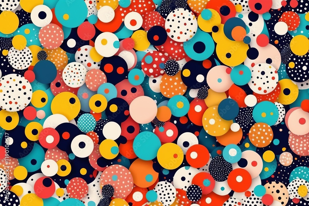 Poster abstract background with colorful circles and seamless pattern