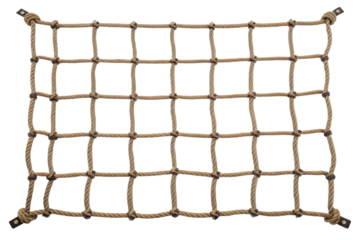 Beige rope cargo net isolated with transparent background