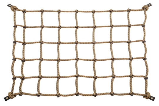 Beige rope cargo net isolated with transparent background