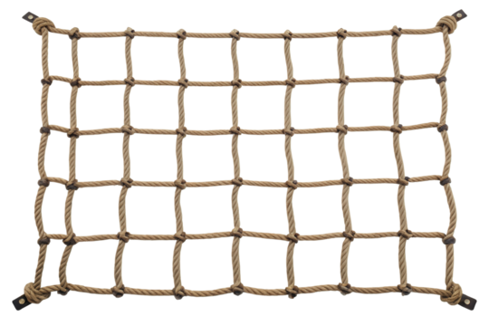 Beige rope cargo net isolated with transparent background