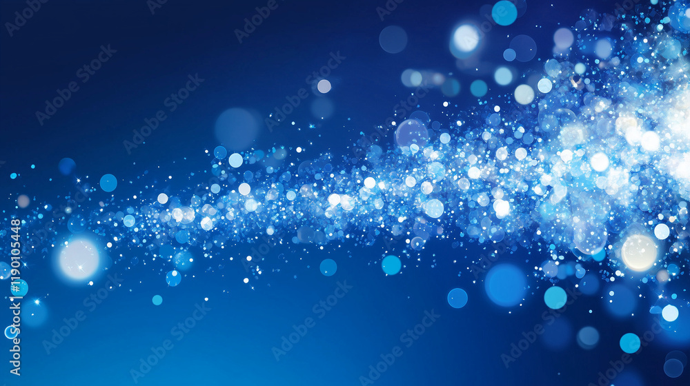 Poster celestial blue sparkles: abstract background image featuring a dynamic stream of shimmering blue spa