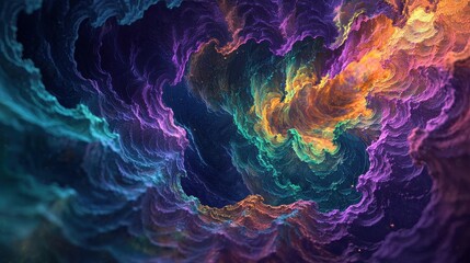 Obraz premium Abstract Colorful Nebula Swirling Cosmic Landscape