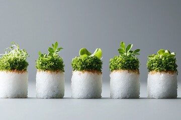 Modern cuisine bold fusion sushi rolls in minimalist setting