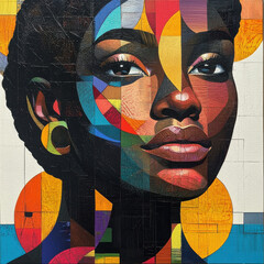 Vibrant Geometric Portrait for Black History Month