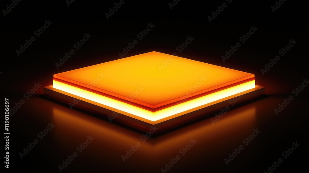 Poster a custom shaped light glowing brightly in the center of a dark space with ample room for text