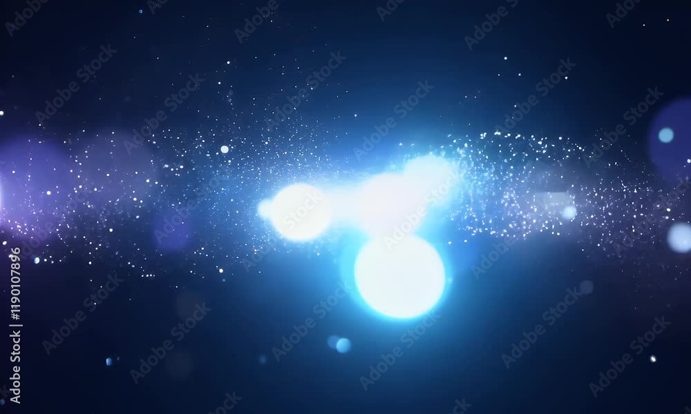 Poster vibrant bokeh lights and particles in various colors and sizes float on a deep purple background, cr