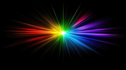 Obraz premium A glowing burst of colorful lights radiating outward from the center, creating a dazzling effect with room for copy