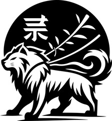 vector illustration sketch silhouette symbol logo icon animal fox ethnic traditional classic.eps