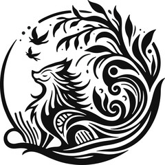 Natural symbol logo icon silhouette vector sketch for growing company in nature field